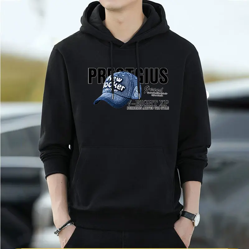 

Men's Clothing Hoodies Hooded Sweatshirts for Man Black Printing Graphic Free Shipping Offers Sweat Shirt Korean Style Winter