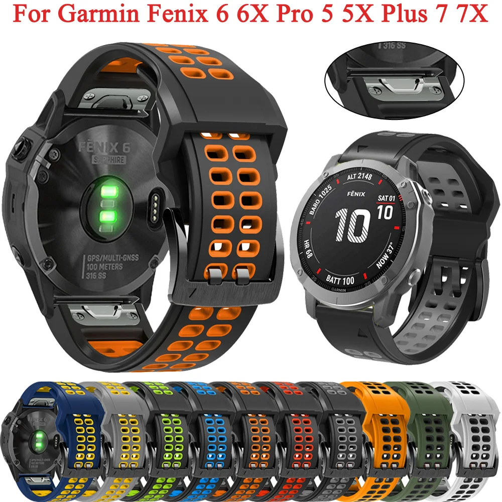 

Ремешок силиконовый для смарт-часов Garmin Fenix 7X 7 epix 6X 6 Pro 5X 5 Plus 3 3HR 945 Mk1