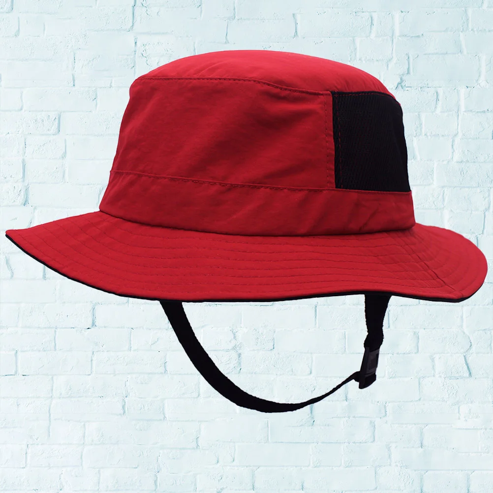

Foldable UV Protection Bucket Hat with Cord Summer Fisherman Hats Casual for Men Women (Red)