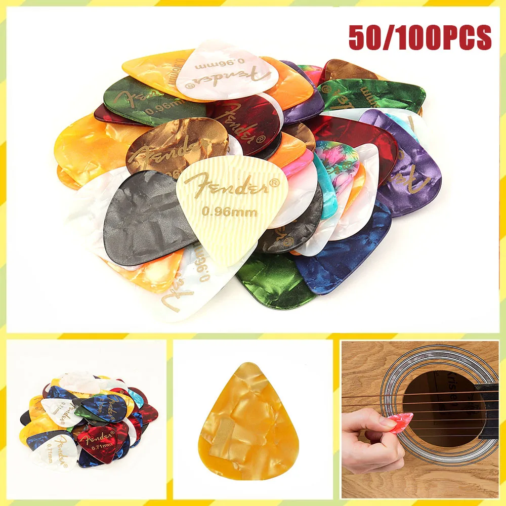 Púas acústicas de Plectrum para guitarra eléctrica, accesorios lisos de celuloide, 100mm, 0,46mm, 0,71mm, 0,81mm, 50 y 0,96 piezas