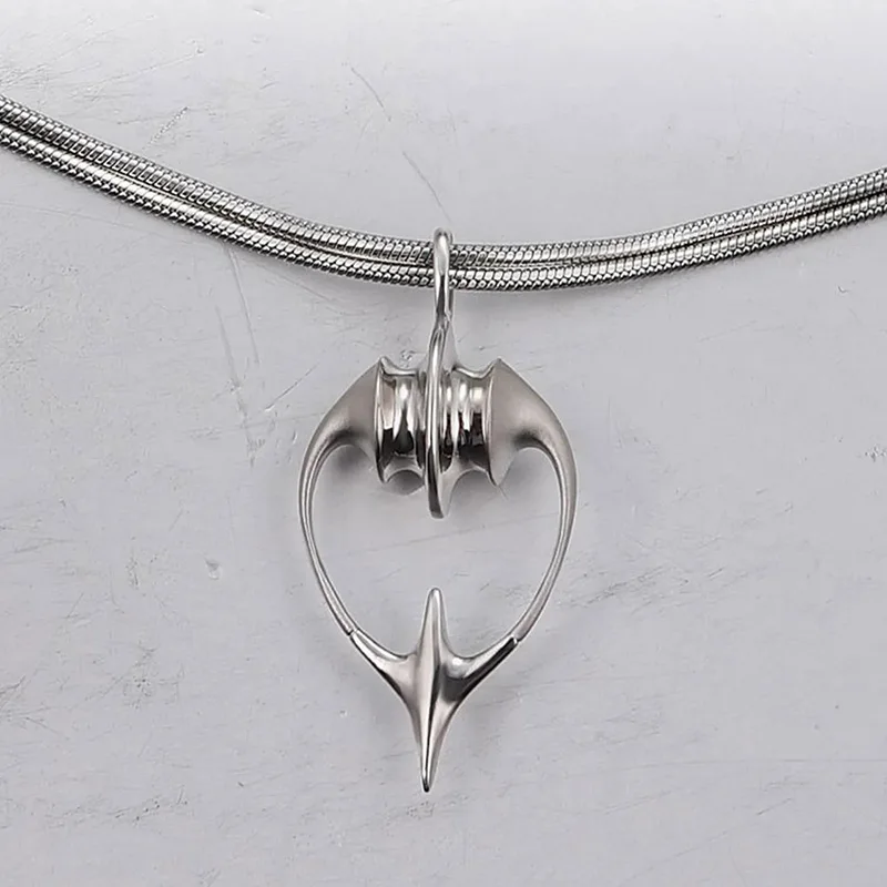 Irregular Silver Color Unisex Necklace Y2K Futuristic Star Ring