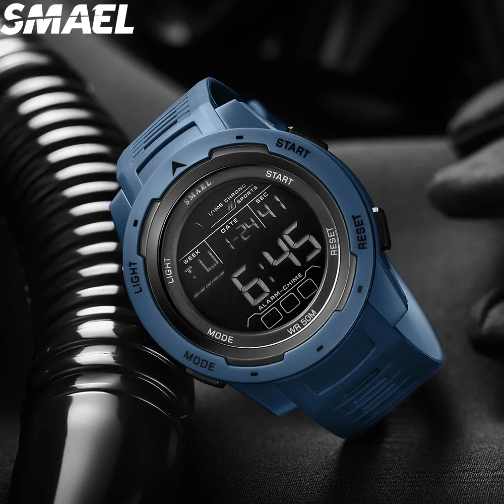 SMAEL 8105 Waterproof Watch Digital Light Stopwatch Watch for Men Digital Watches Sports LED Wristwatches Men's 50m 3