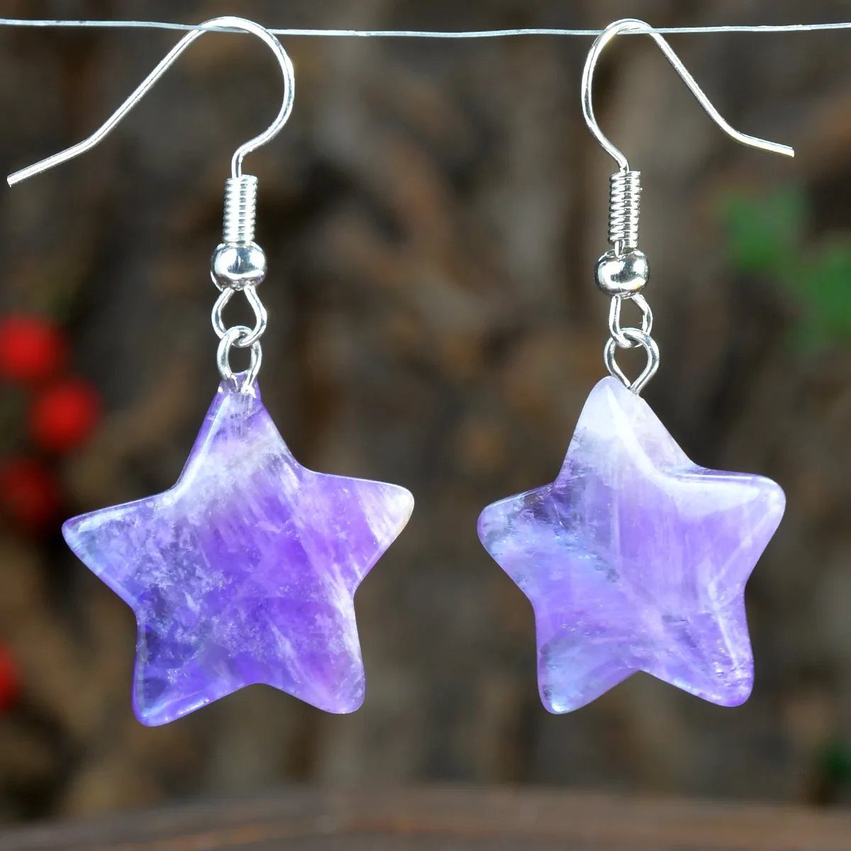 Boho Dangle Earrings For Women - Handmade With Natural Jasper Stones, Sterling Silver Hooks, Western Style Drop Earrings 1 thumbnail image
