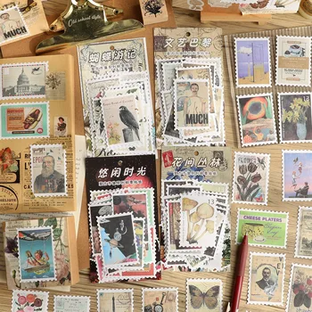 30pcs Retro Washi Stickers Pack Vintage stamp collection Decorative Scrapbooking Label Diary Stationery Album Journal Planner