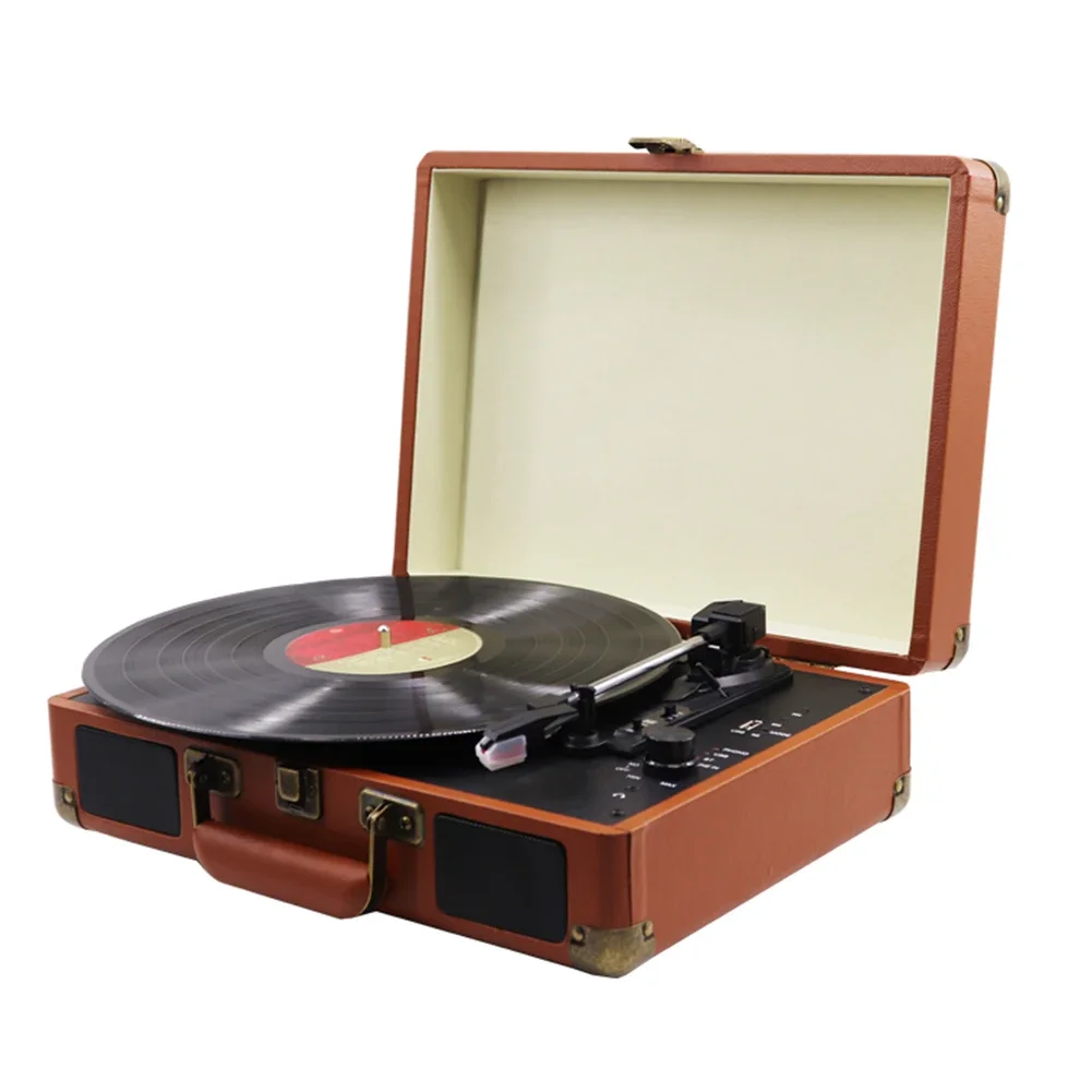 Retro Vinyl Record Player Bluetooth-Compatible Turntable Record Player Nostalgic Style for Entertainment