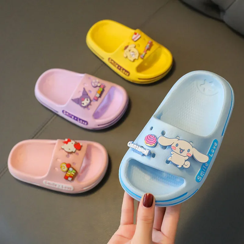 

Сандалии Sanrios Cinnamoroll Kuromi Mymelody kawaii аниме мультфильм детские тапочки Eva Нескользящие сандалии для ванной комнаты подарок для мальчиков и девочек