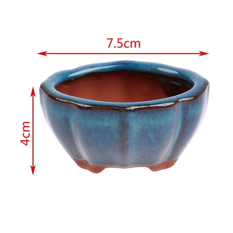 Flower Pot With Holes Garden Chinese Style Bonsai Flowerpot Ceramic Craft Plant Pot Planter Home Decoration 7.5*5.7*4cm