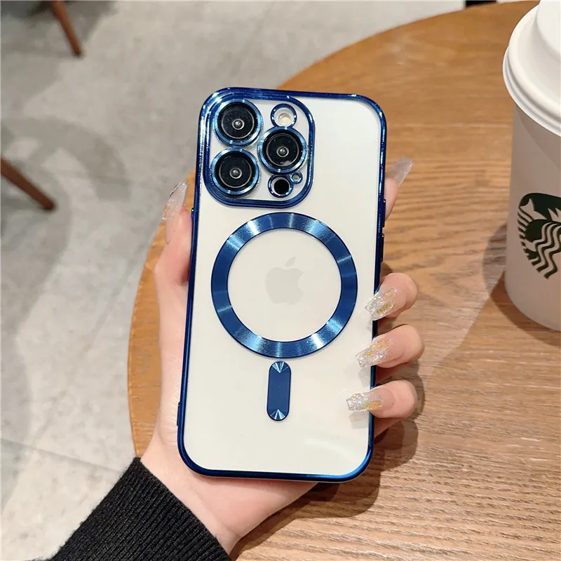 Magnetic Plated Phone Case with Wireless Charging and Lens Protection