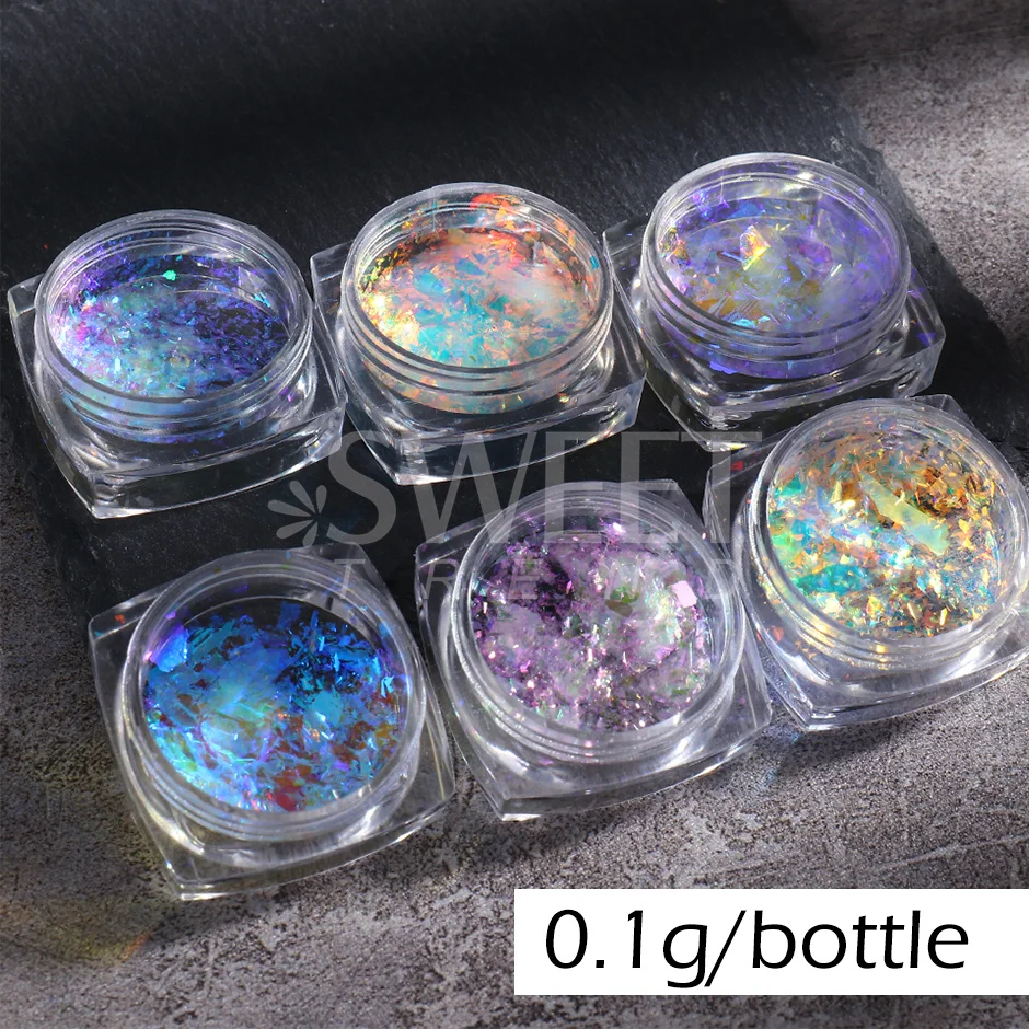 1 Pot Opal Crystal Iridescent Nail Powder Pigment Ice Edelweiss Glitter  Flakes Piece Aurora Color Mixed Nail Art Sequins Powder - AliExpress