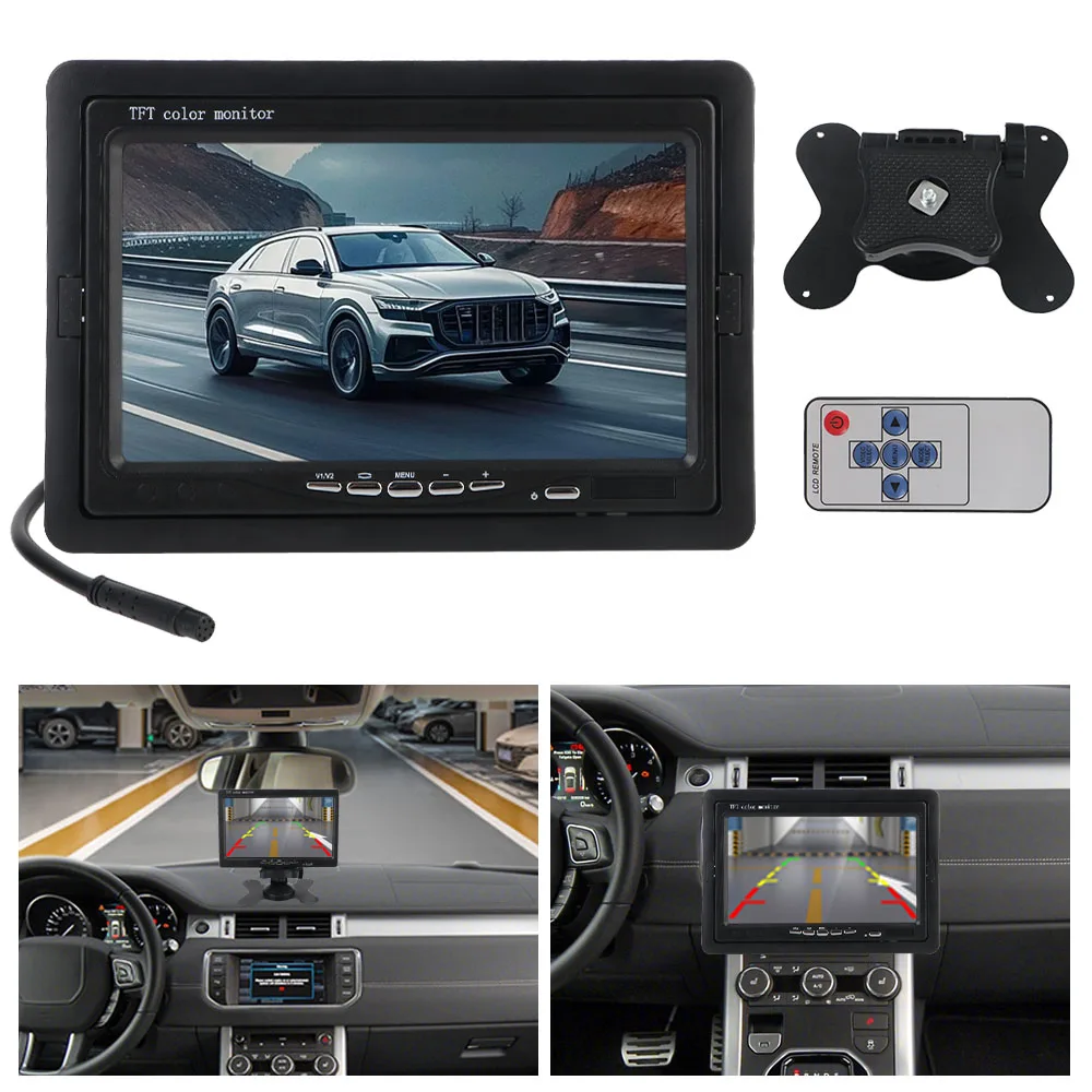 Full Color Display Universal 9V-35V 7 Inch TFT Screen Reverse Priority HD Video Support Car Rearview Monitor Auto Parking Assist