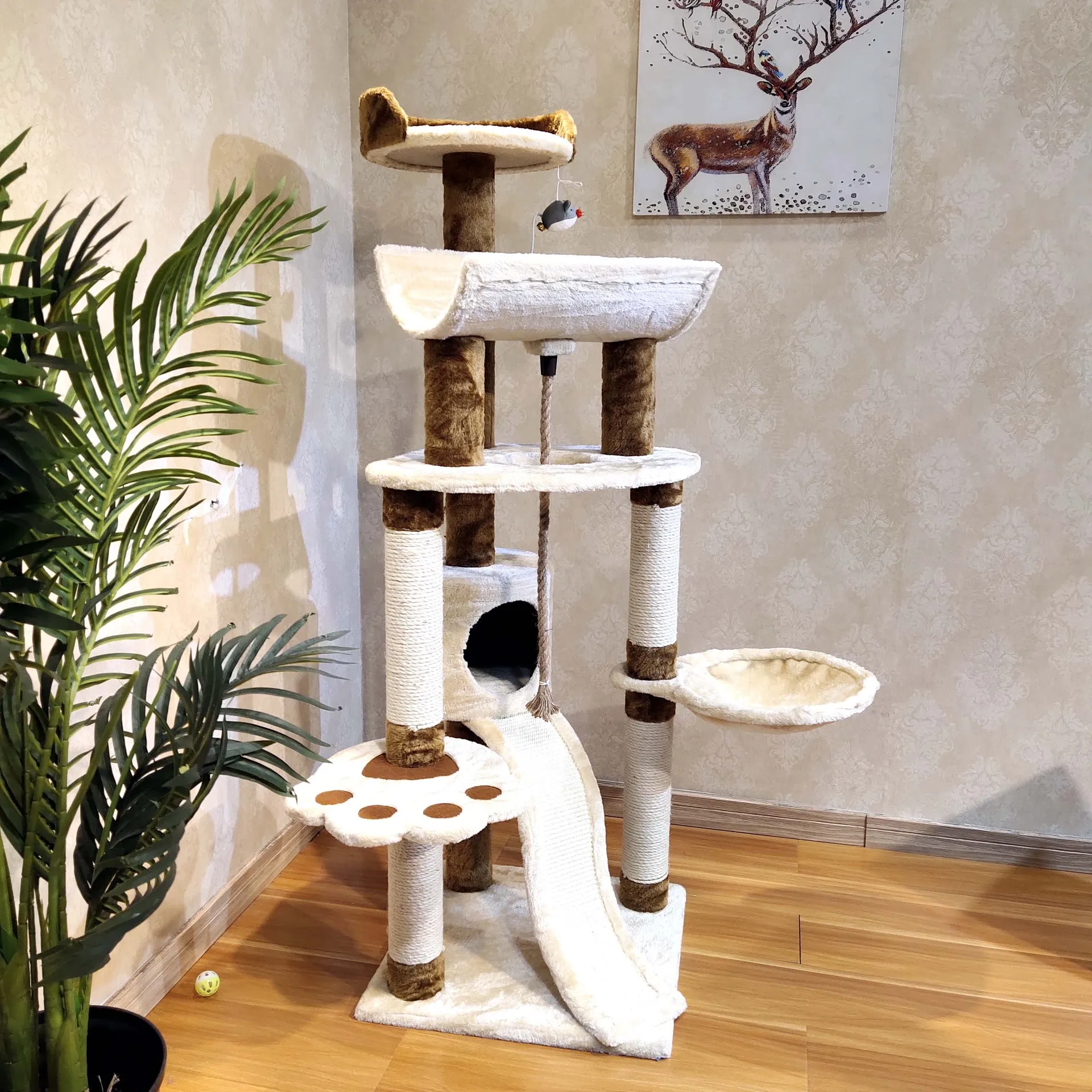 Title 3, 145cm 13KG Climbing Cat Tree for Large Space an...