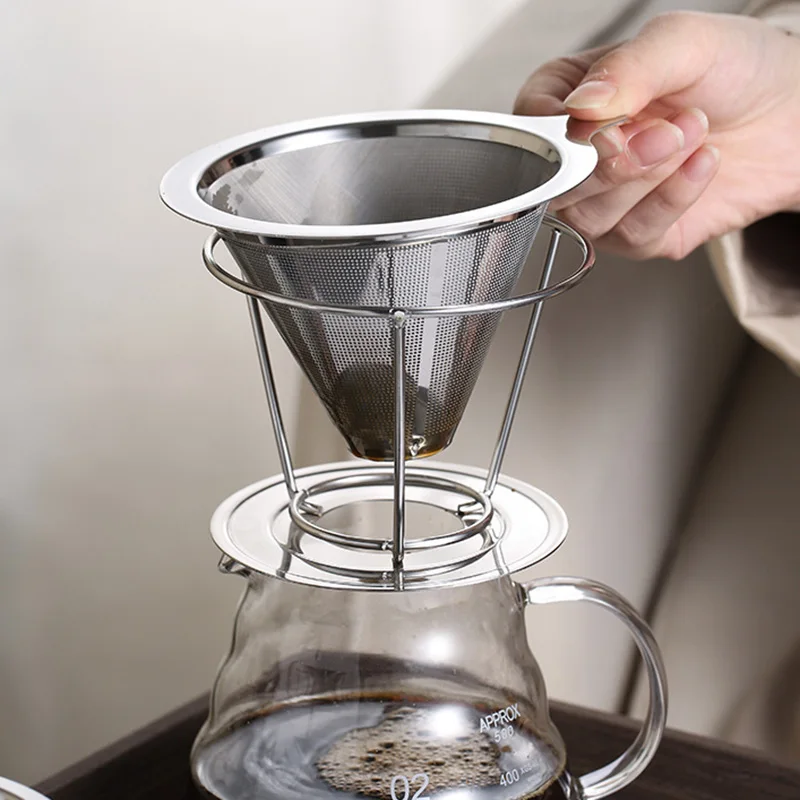 Filtro Per Caffè Permanente In Acciaio Inossidabile HOUSON – Gocciolatore Riutilizzabile Con Supporto Antiscivolo Per 1-4 Tazze