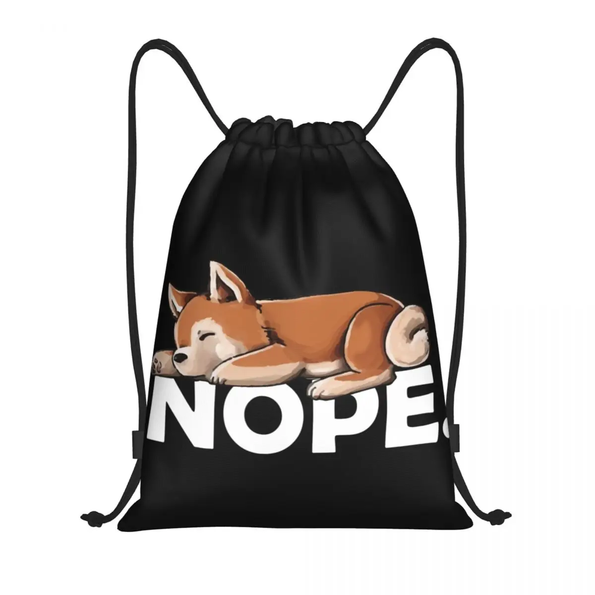 

Custom Shiba Inu Drawstring Bag Men Women Lightweight Funny Japanese Dog Nope Sports Gym Storage Backpack