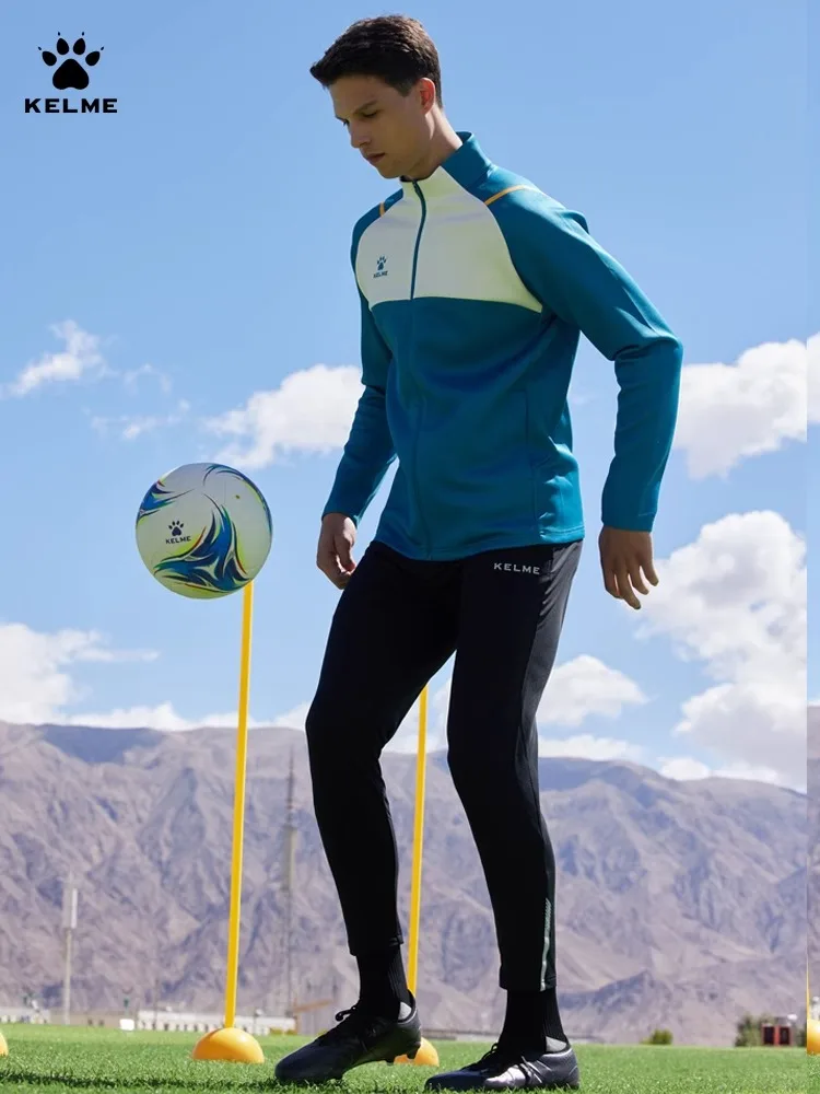 Kelme Football Training Knitted Jacket For Men's Spring Printed Stand Up Collar Cardigan Sports Coat Children's Sportswear sports jacket