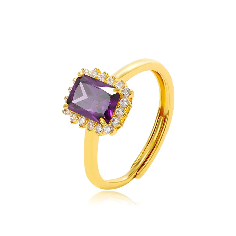 

2023 August Collection Real Silver Amethyst Ring Lovely Purple Zircon Crystal Ring for Women Jewelry Romantic Gift