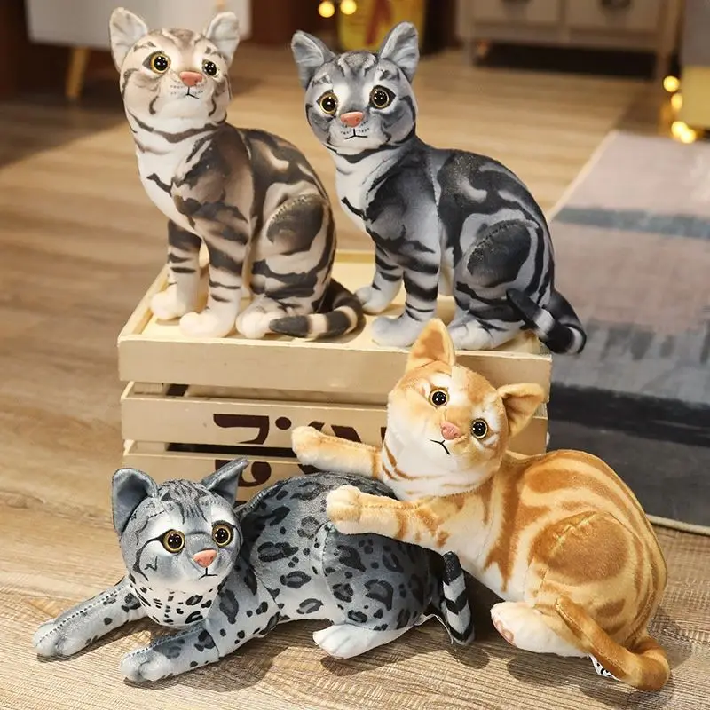 3D Simulated Cat Plush Toys Cute Pussy Doll Stuffed Plush Dolls Toy Kids Girls Chris Birthday Gifts Kawaii Animal Ornament chris thompson toys