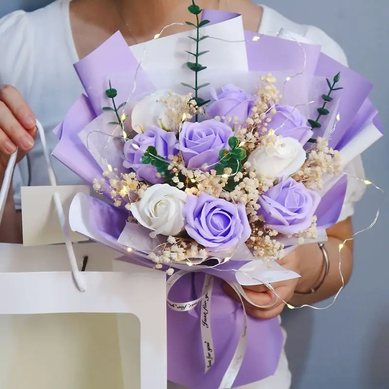 

Simulation Rose Soap Bouquet Home Decoration Flower Birthday Eternal Bouquet Wedding Decorative Home Decor Artificial Flowers