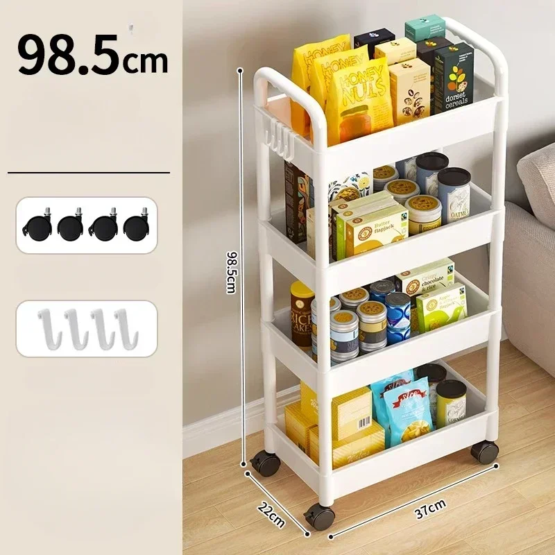 Storage Rack Bookshelf Storage Rack Rolling Storage Cart Household Multi-layer Small Cart Storage Rack Floor To Floor Kitchen Bedroom Bathroom Storage Rack With Wheels