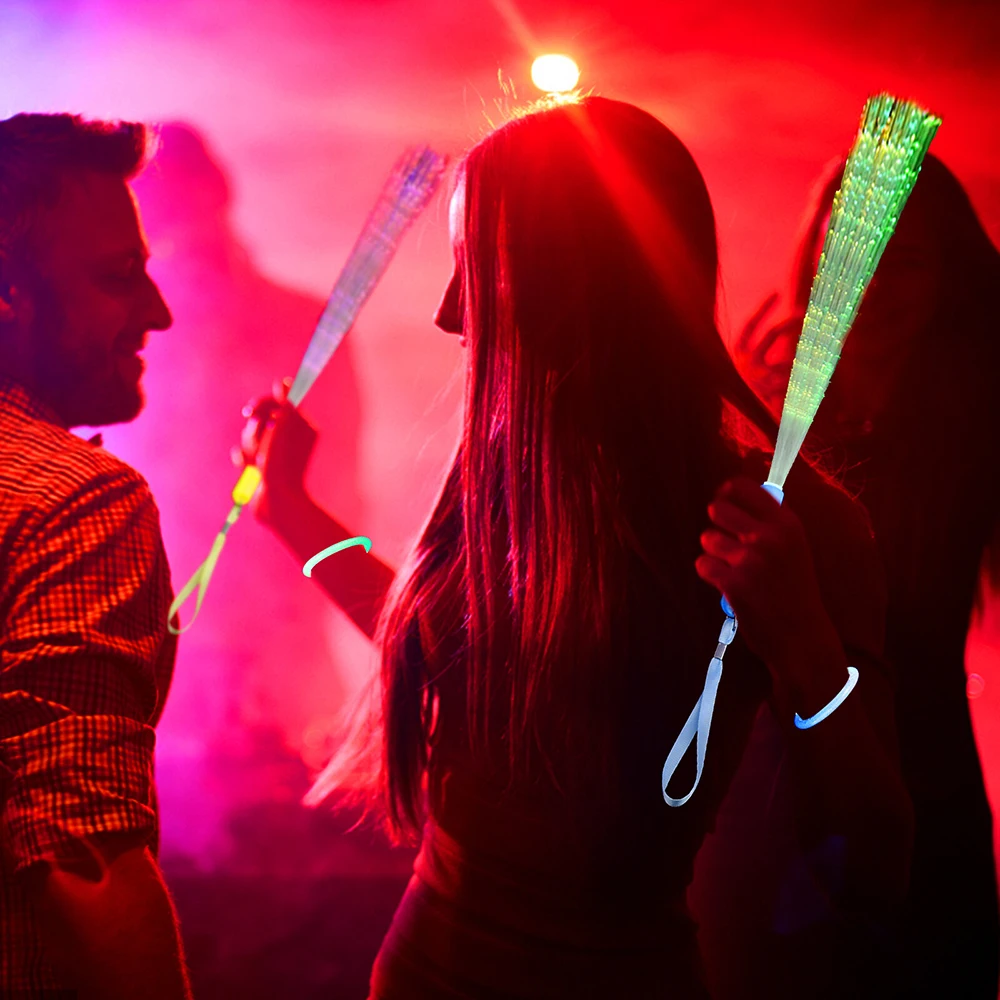 Led Light Up Stick Glowing Fiber Stick Toy Party 3 Light Patterns Luminous Prop Christmas Birthday Gift Wedding Party Gift