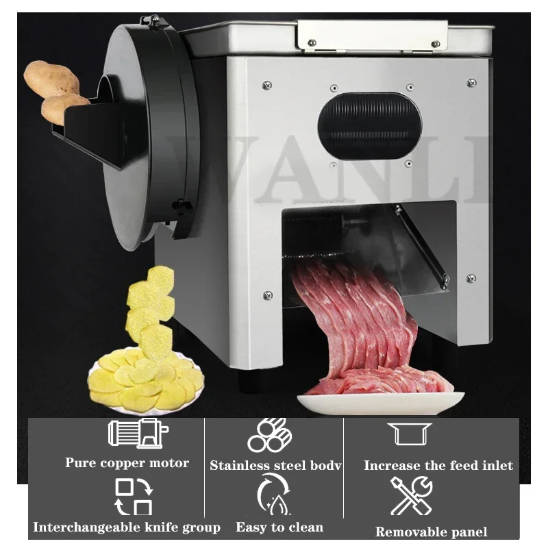 Slicer Commercial Lamb Beef Beef Roll Slicer Radish Potato Shredder Filling Meat Grinder Food Processing Tool 220V /850W 3