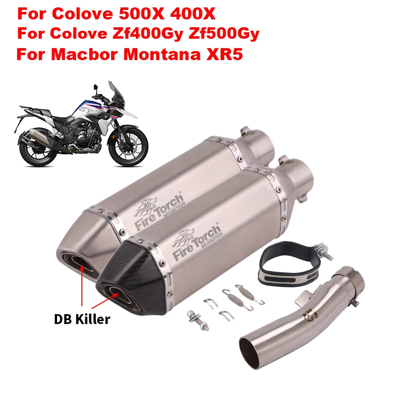 

For Colove Zf 400X 500X Zf400Gy Zf500Gy Macbor Montana Xr5 Motorcycle Exhaust System Escape Moto Modified Muffler With DB Killer