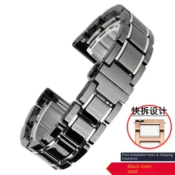 Elegant Ceramic Watch Strap - Precision Steel Watchband for Men and Women, Luxurious Design in 18mm, 20mm, 22mm Sizes (Black silver)