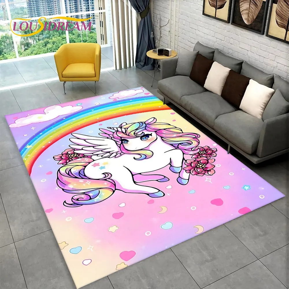 3DCartoonUnicornAnimalAreaRugCarpetRugforLivingRoomChildren