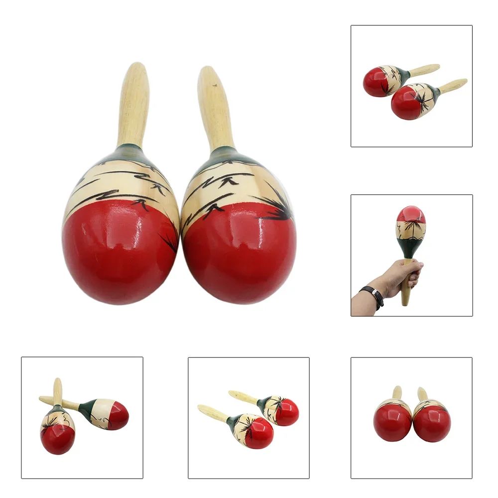 SLADE 1Pair Colour Wood Maracas Wooden Tropical Party Percussion Shakers Wooden Sand Hammer Musical Party Baby Shaker Toy Gifts Kids Percussion Toys Musical Rattles