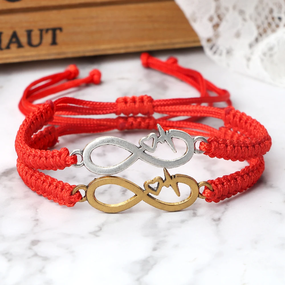Adjustable Couple 2pcs/Set Bracelet Classic Infinity Heart Charm