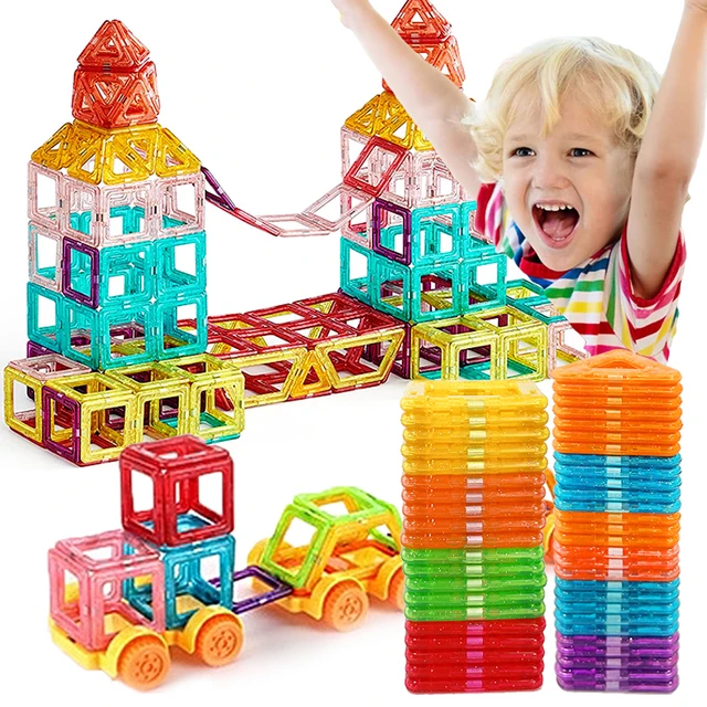 Blocs de Construction magnétiques pour enfants, jouets de taille Mini pour  garçons et filles, ensemble de Construction, jouets STEM, 64 à 184 pièces -  AliExpress