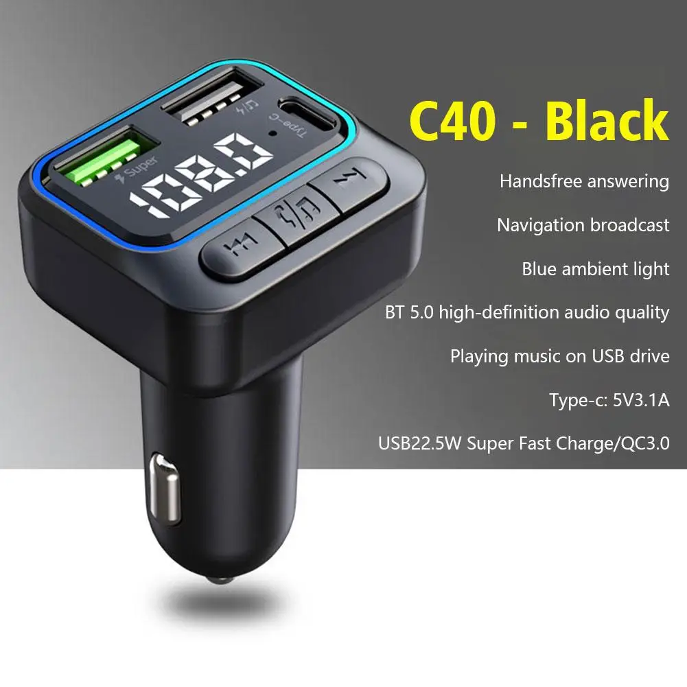 

Цветной Автомобильный FM-передатчик, mp3-плеер QC3.0, комплект для зарядки, двойная гарнитура громкой связи, USB C, Прямая поставка, зарядное устройство Bluetooth J3Z7