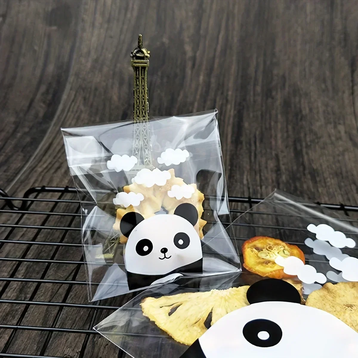100pcs Cartoon Panda Biscuit Self-Adhesive Bag