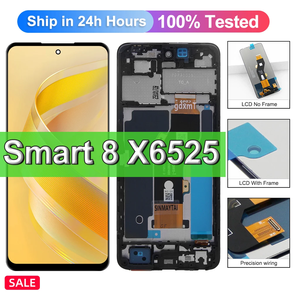 6.6'' LCD For Infinix Smart 8 Screen Replacement For Smart8 X6525