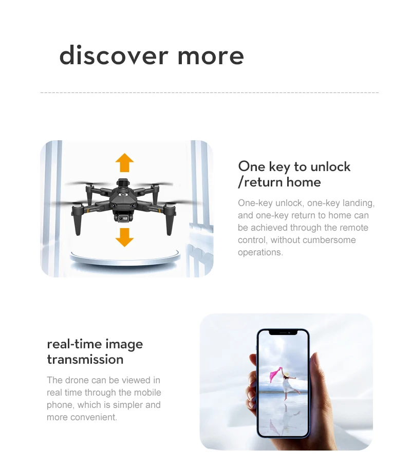 K80 PRO MAX Drone, one unlock one landing and one return to home can be achieved through the remote control, without cum