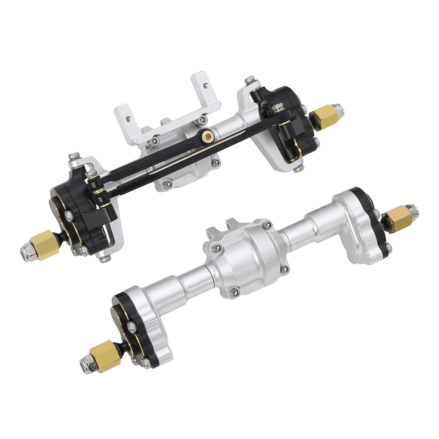 Aluminum Front Rear Portal Axle Complete Set+Brass Knuckle Cover For 1/24 1/18 FMS FCX24 Power Wagon K5 FCX18 LC80 RC Crawler