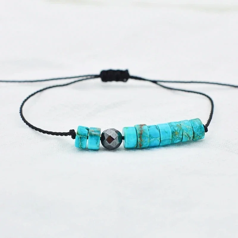 

New Trend Hematite Blue Bead Rope Bracelets String Simple Design Bracelets Gift for Friends Female Summer Holiday Jewelry
