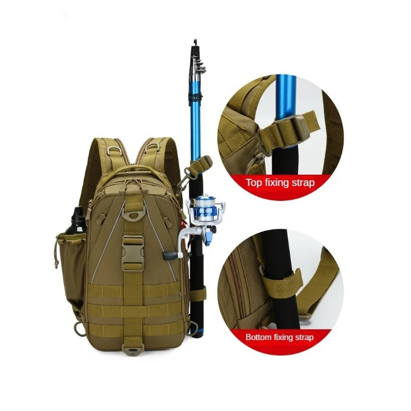 Dual-purpose Fishing Backpack, Outdoor Luya Single Shoulder Diagonal Cross Tactical Camouflage Backpack, Fishing Rod Bag