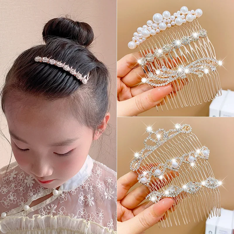 Rhinestone Pearl Comb Clip Women Hair Accessories Bangs Clip