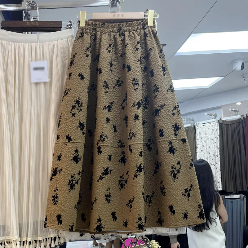 

Vintage Longskirts for Women Floral Print Maxi Skirts Womens A-line Fashion Skirt Female Casual Almighty American Retro Dropship