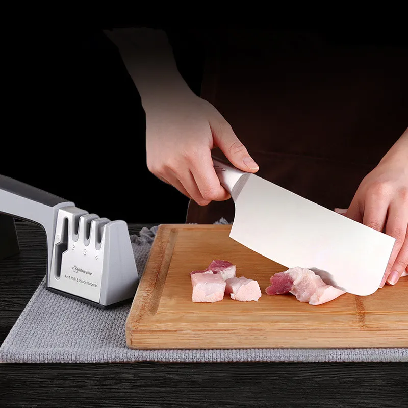 

Knife Sharpener 4 in 1 Knife And Scissors Sharpening Stone System Kitchen Gadget Handy Knife Slicker