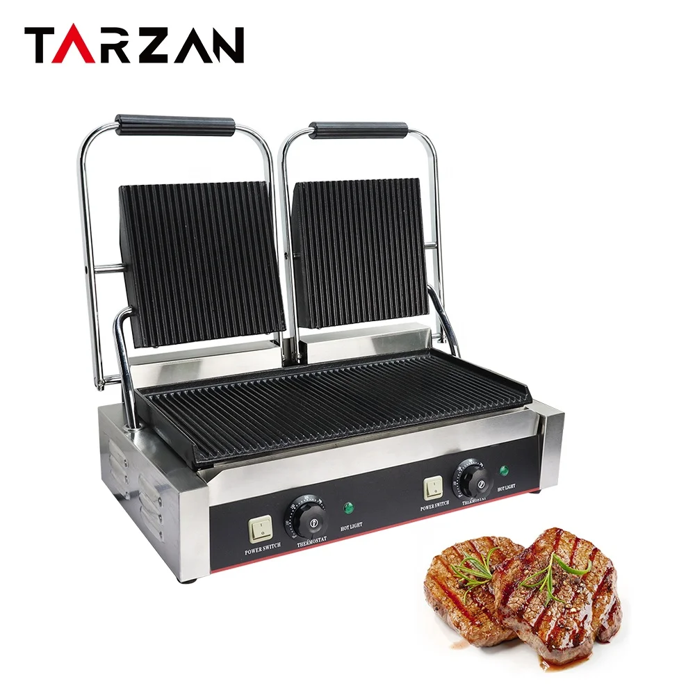 Hot selling cheap price Cast Iron/Electric Sandwich Maker Panini Press Grill Double Plate Food Machinery  Grill Press Grill 3