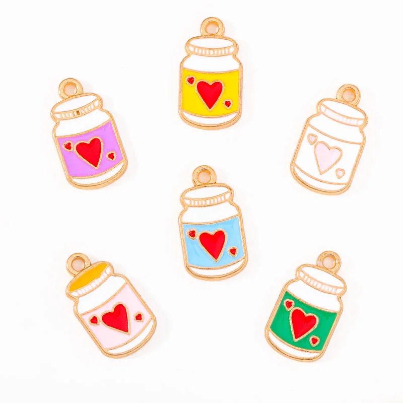 

20pcs 9*17mm Colorful Enamel Milk Jar Charm Pendant Handmade DIY Summer Necklace Earring Bracelet Pendant Jewelry Craft Supplies