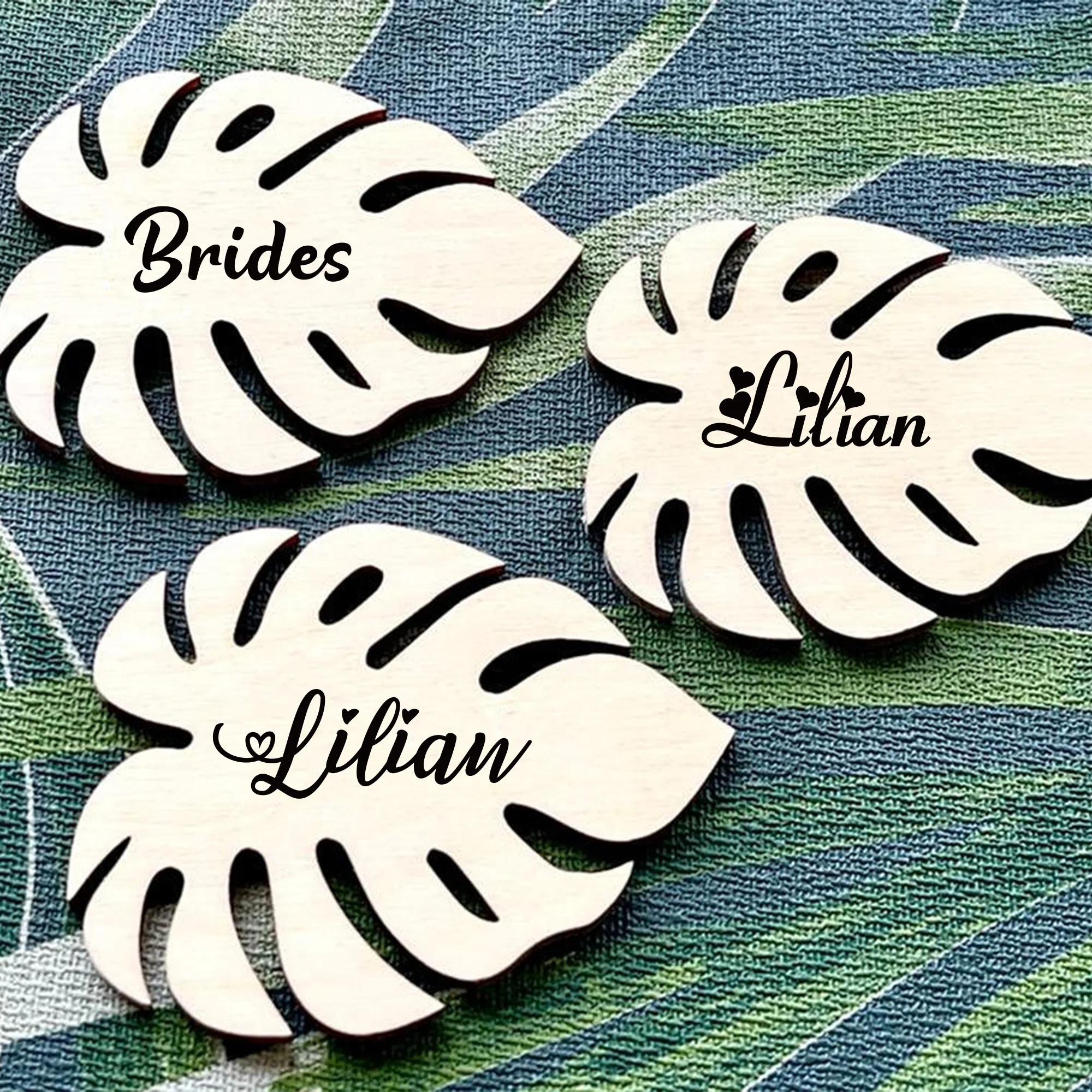 Personalized Monstera Place Card Custom Party Decorations Wooden Place Cards Custom Name Decorations Wedding Decor Table Setting