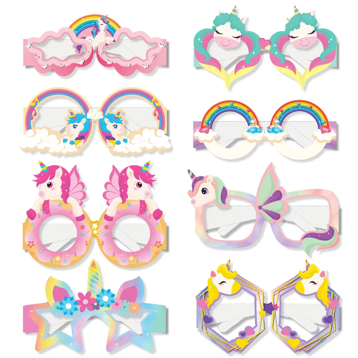 

8Pcs Unicorn photo props Unicorn Party Paper Glasses Kids Birthday Party Decorations Baby Shower Favors Gifts Supplies