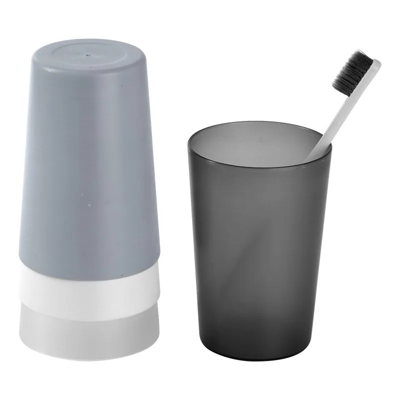 4pcs Solid Color Simple Toothbrush Plastic Mouthwash Cup, Bathroom Accessory_voghion.com