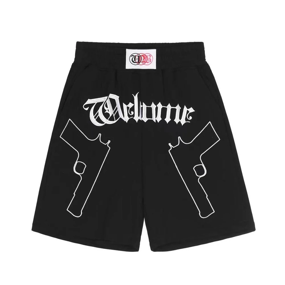 American Hip-hop Street Embroidery Casual Sports Shorts All-match Men's Summer Loose Y2K Thin Straight Casual Five-point Pants