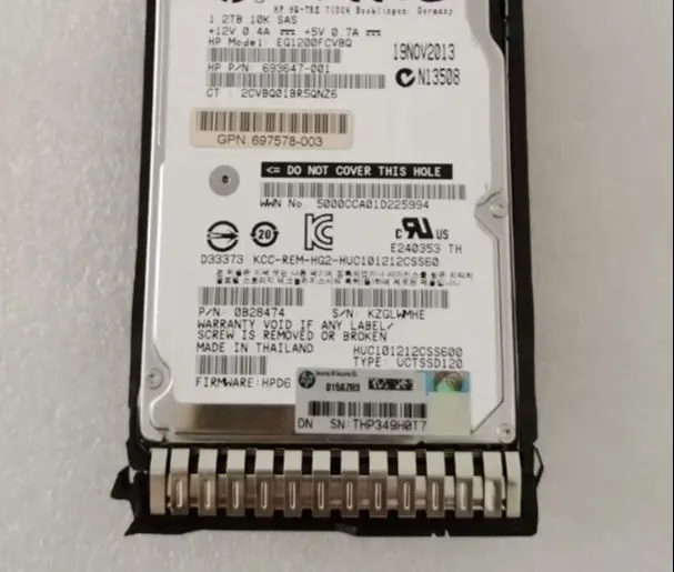 For 697574 B21 697631 001 1 2T SAS 6G 10K 2 5 G8 G9 server hard