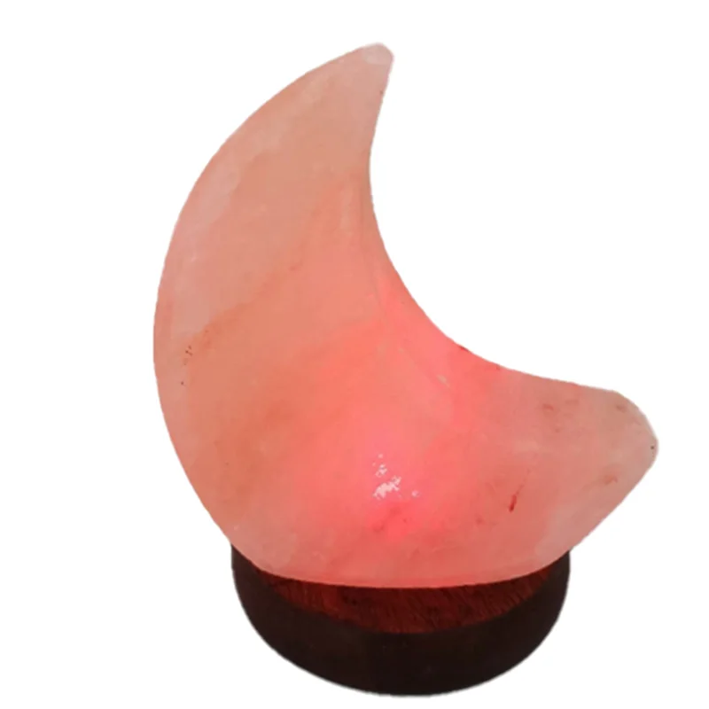 LA-히말라야 크리스탈 소금 램프 USB LED 달 모양 소금 크리스탈 램프 분위기 조명