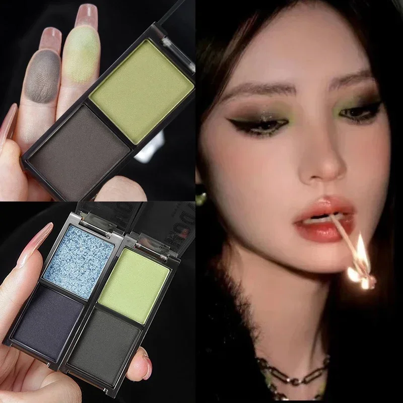 2-color Matte Black Eye Shadow Palette Dark Red Silvery Color Shimmer Matte Smoked Eye Shadow Highlighter Makeup Pigment New