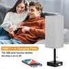 Bedside Lamps With USB CA Charging Ports With 3-Color Modes With Pull Chain Bedroom Lamp With White Fabric Shade Night Light 2